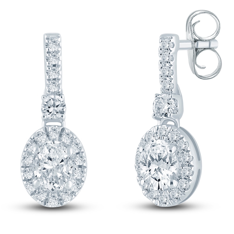 Pnina Tornai Oval & Round Diamond Dangle Earrings 3/4 ct tw 14K White Gold