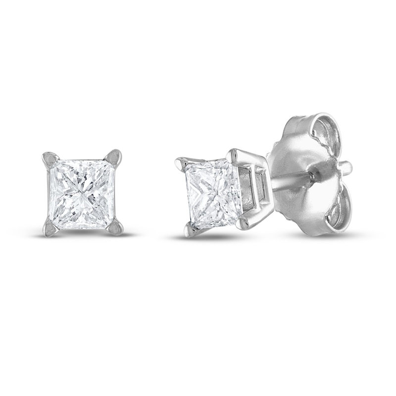Diamond Solitaire Earrings 1/3 ct tw Princess-Cut 14K White Gold (I2/I)