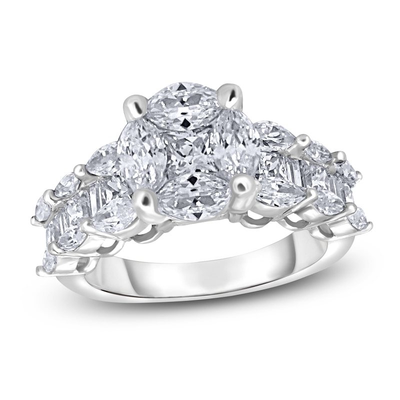 Diamond Engagement Ring 2-3/8 ct tw Princess/Marquise/Baguette 14K White Gold