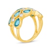 Thumbnail Image 2 of Kallati Pear-Shaped Natural Blue Topaz Ring 1/6 ct tw Diamonds 14K Yellow Gold