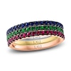 Thumbnail Image 1 of LALI Jewels Natural Emerald, Ruby & Blue Sapphire 3-Piece Ring 14K Tri-Tone Gold