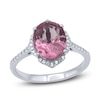 Thumbnail Image 1 of Natural Pink Tourmaline Ring 1/6 ct tw Diamonds 14K White Gold