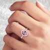 Thumbnail Image 4 of Natural Pink Tourmaline Ring 1/6 ct tw Diamonds 14K White Gold