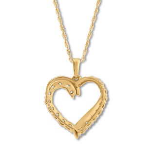 Diamond Heart Pendant Necklace in 14K Yellow Gold, .25 ct. t.w. - 100%  Exclusive