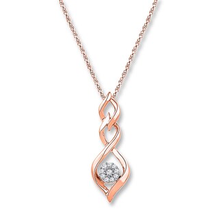 Diamond Heart & Key Necklace 1/4 ct tw Round-cut 10K Rose Gold 18