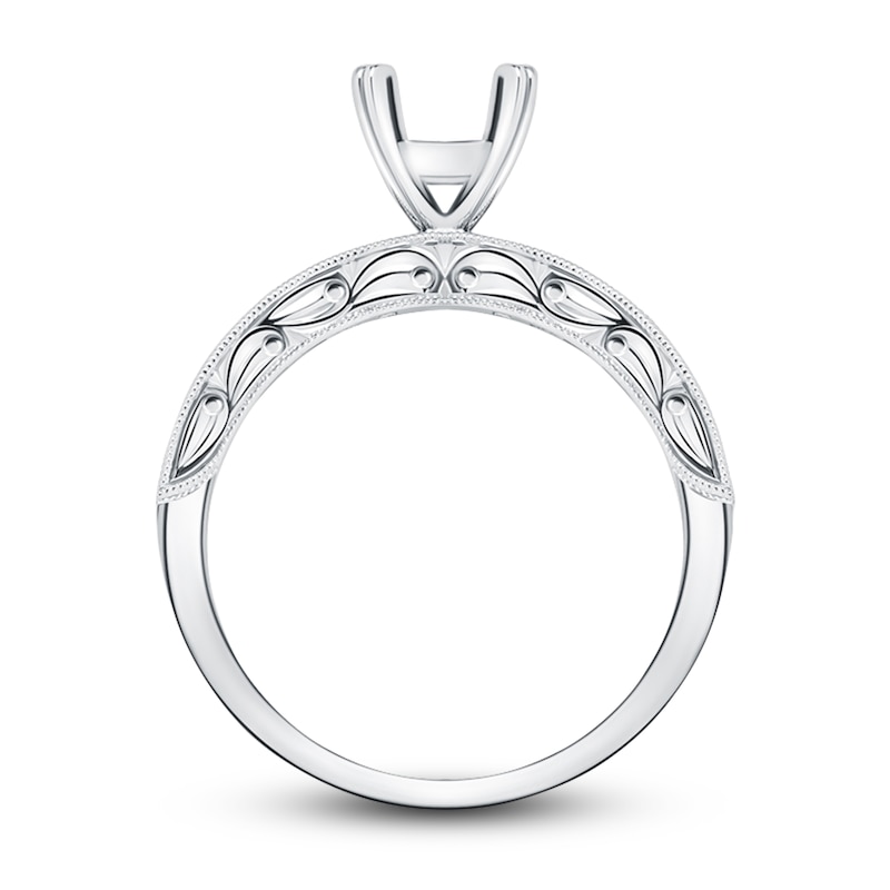 Kirk Kara Natural Blue Sapphire Ring Setting Diamond Accents 18K White Gold