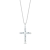 Thumbnail Image 0 of Marquise-Cut Natural Aquamarine & Diamond Cross Pendant Necklace 1/15 ct tw 14K White Gold
