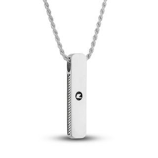 Men's Diamond Classic Chain Dog Tag Pendant Necklace 1/2 ct tw Round Sterling Silver 22