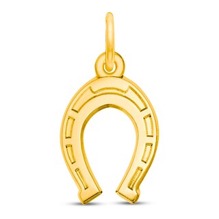  Gold Horseshoe Pendant without Necklace, Small Good Luck Charm  in 14 Kt Yellow, Men Women 14k Charms for Necklaces (up to 4mm)