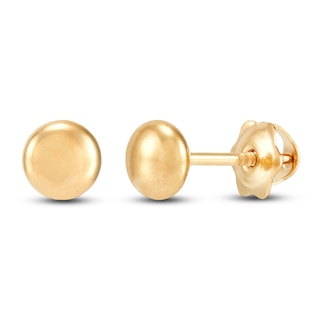 14K Yellow Gold Classic Ball Stud Earrings with Screwbacks (Unisex) 7mm