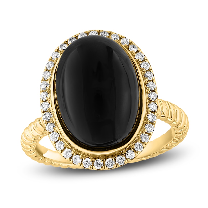 Main Image 1 of LALI Jewels Natural Onyx & Diamond Ring 1/4 ct tw 14K Yellow Gold