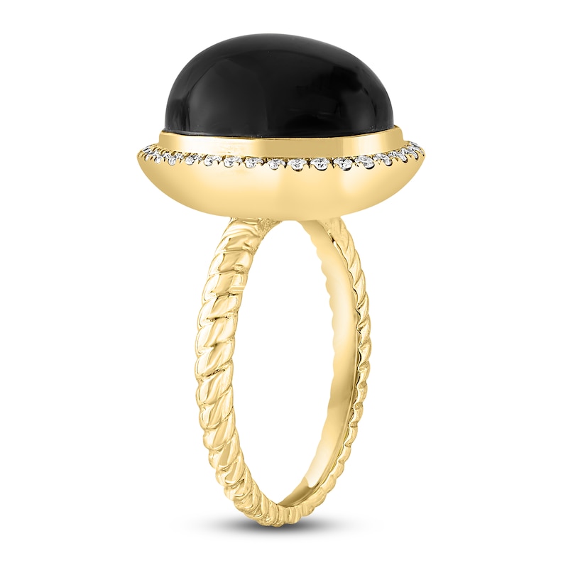 Main Image 2 of LALI Jewels Natural Onyx & Diamond Ring 1/4 ct tw 14K Yellow Gold