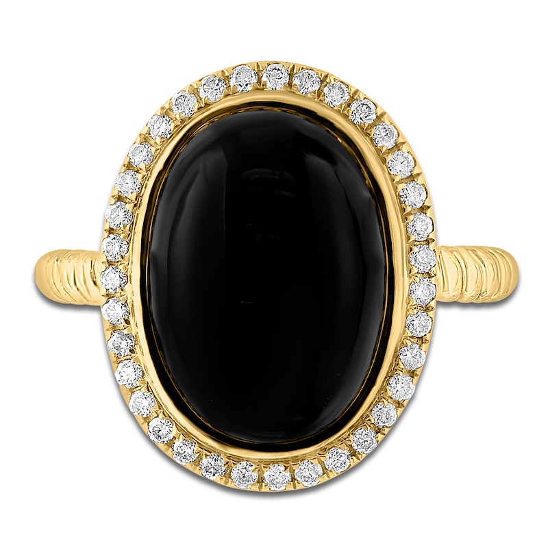 Main Image 3 of LALI Jewels Natural Onyx & Diamond Ring 1/4 ct tw 14K Yellow Gold