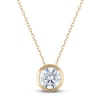 Thumbnail Image 1 of Certified Round-Cut Diamond Bezel-Set Solitaire Necklace 1 ct tw 14K Yellow Gold 18&quot; (I1/I)