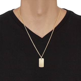 Men's Slanted Name Dog Tag Necklace 10K Yellow Gold 22