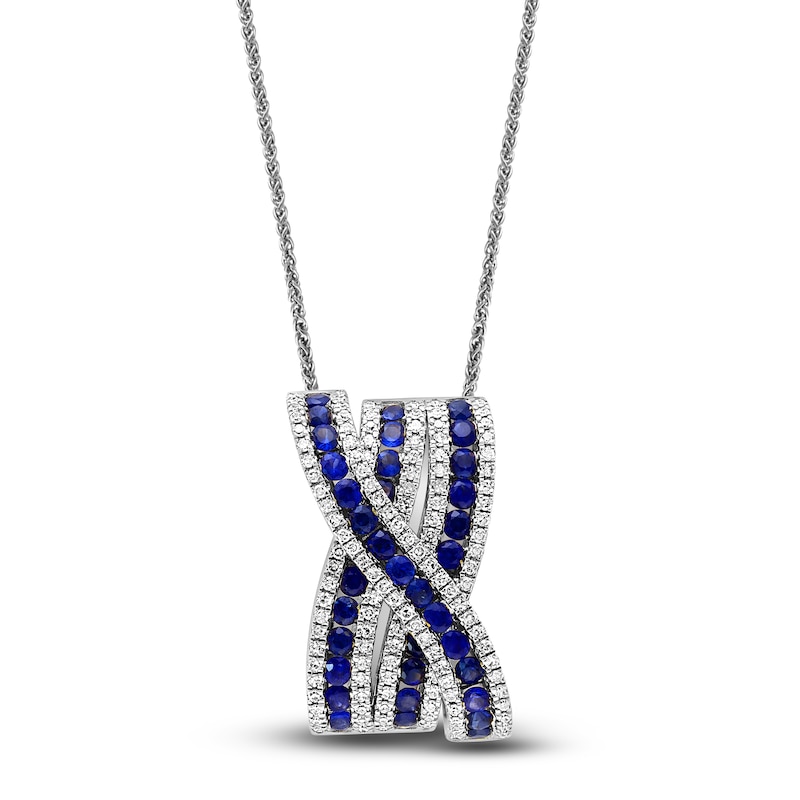 Main Image 1 of LALI Jewels Natural Blue Sapphire & Diamond Pendant Necklace 1/2 ct tw 14K White Gold