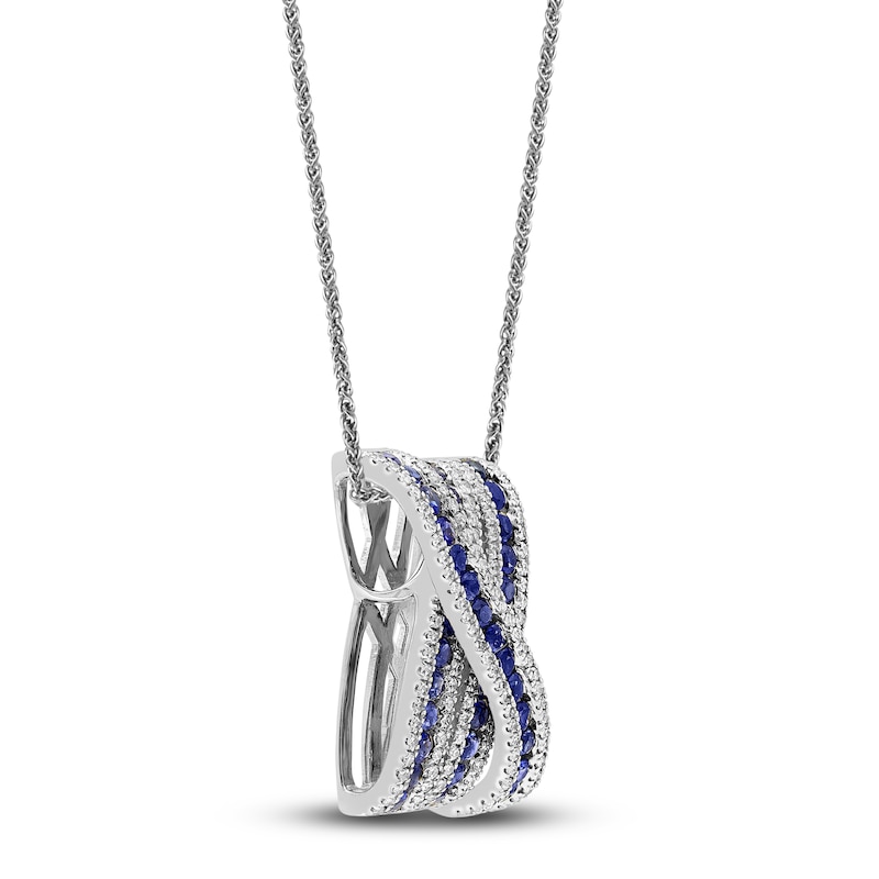 Main Image 2 of LALI Jewels Natural Blue Sapphire & Diamond Pendant Necklace 1/2 ct tw 14K White Gold