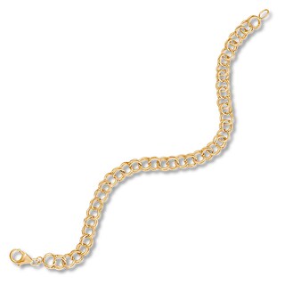 Solid Yellow Gold Double Spiral Link Charm Bracelet