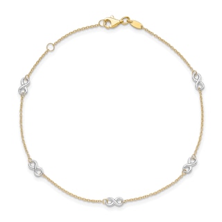 Diamond Butterfly Anklet 1/10 ct tw 10K Yellow Gold 9