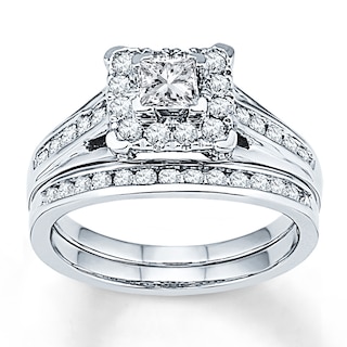 Princess Cut Engagement Ring and Wedding Band Bridal Set - PureGemsJewels