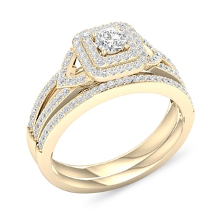 14K Yellow Gold Wedding Set Ring Setting #JS1286Y14