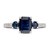 Thumbnail Image 3 of LALI Jewels Natural Blue Sapphire 3-Stone Engagement Ring 1/20 ct tw Diamonds 14K White Gold