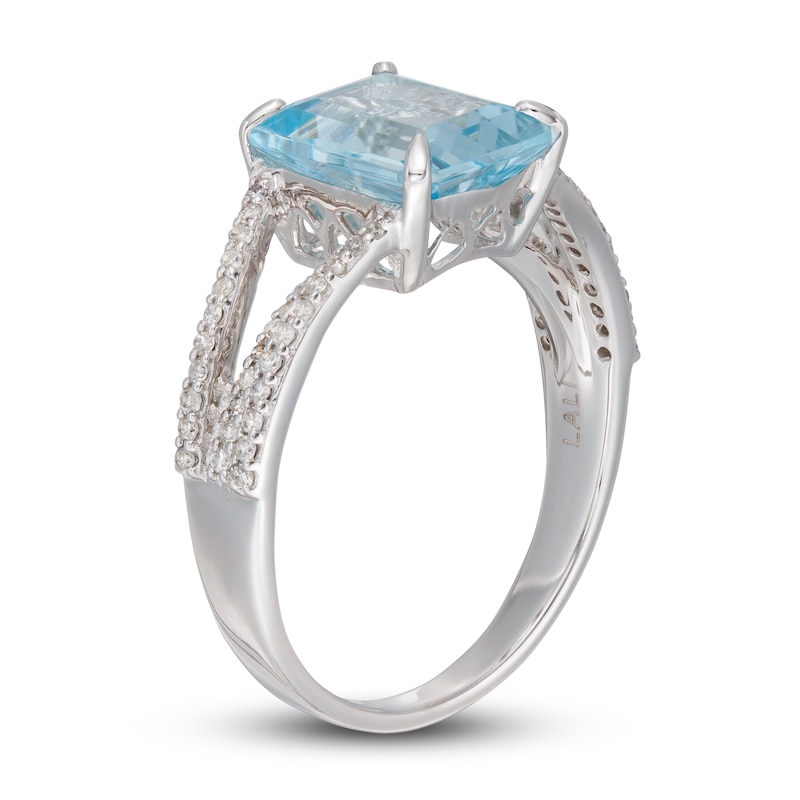 Main Image 2 of LALI Jewels Natural Aquamarine Engagement Ring 1/4 ct tw Diamonds 14K White Gold