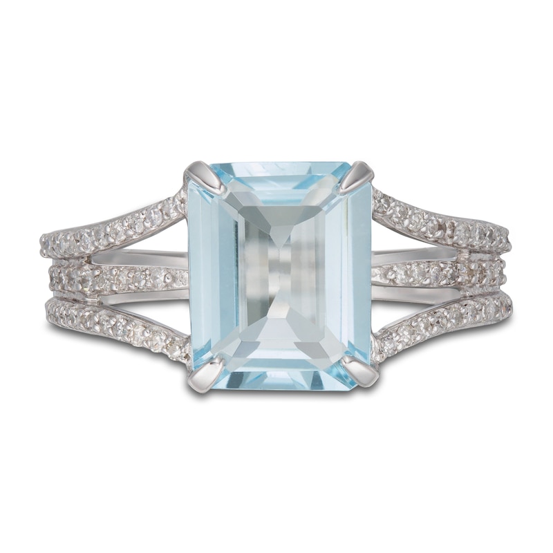 Main Image 3 of LALI Jewels Natural Aquamarine Engagement Ring 1/4 ct tw Diamonds 14K White Gold