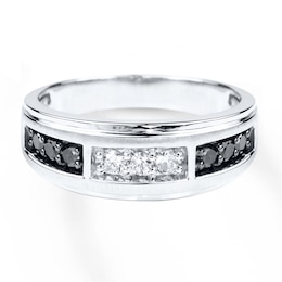 Men's Diamond Band 1/2 ct tw Black & White 10K White Gold