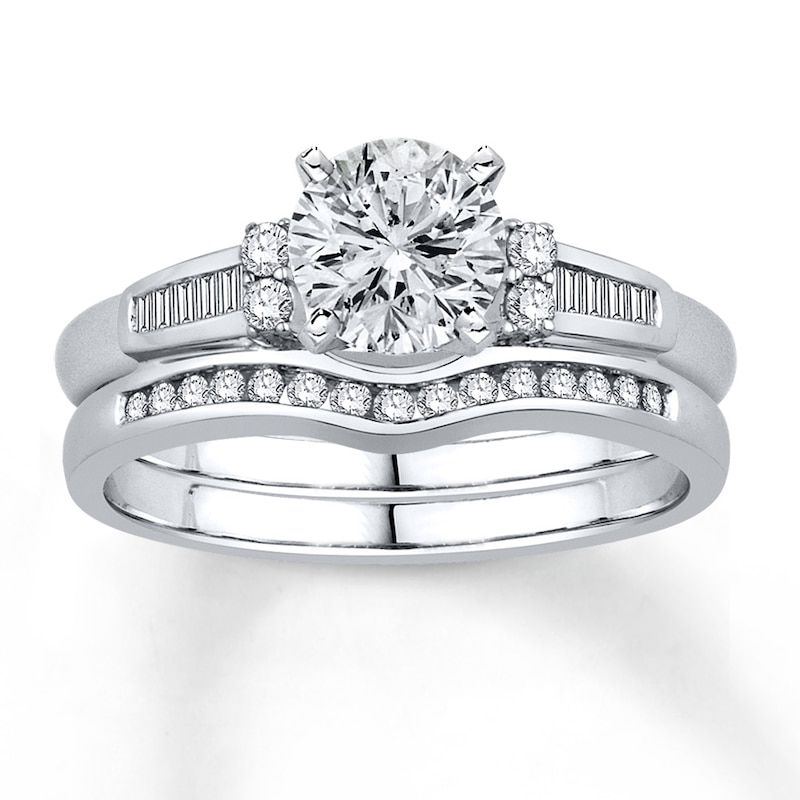 Diamond Enhancer Ring 1/4 ct tw Baguette/Round 14K White Gold | Jared