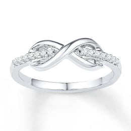 Infinity Midi Ring 1/15 ct tw Diamonds Sterling Silver