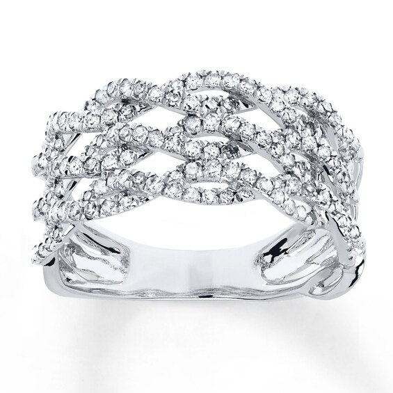 Diamond Twist Ring 5/8 ct tw Round-cut 10K White Gold | Fashion Rings ...