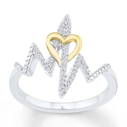 Heartbeat Ring 1/8 ct tw Diamonds Sterling Silver/10K Gold