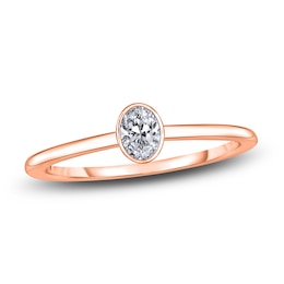 Diamond Solitaire Engagement Ring 1/4 ct tw Bezel-Set Oval 14K Rose Gold (I2/I)