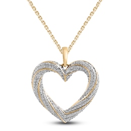 Diamond Heart Necklace 1/2 ct tw Round 14K Yellow Gold 18&quot;