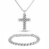 Thumbnail Image 1 of Men's Solid Cross Necklace & Bracelet Set Stainless Steel