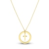 Thumbnail Image 1 of Cutout Circle Cross Necklace 14K Yellow Gold 16&quot;