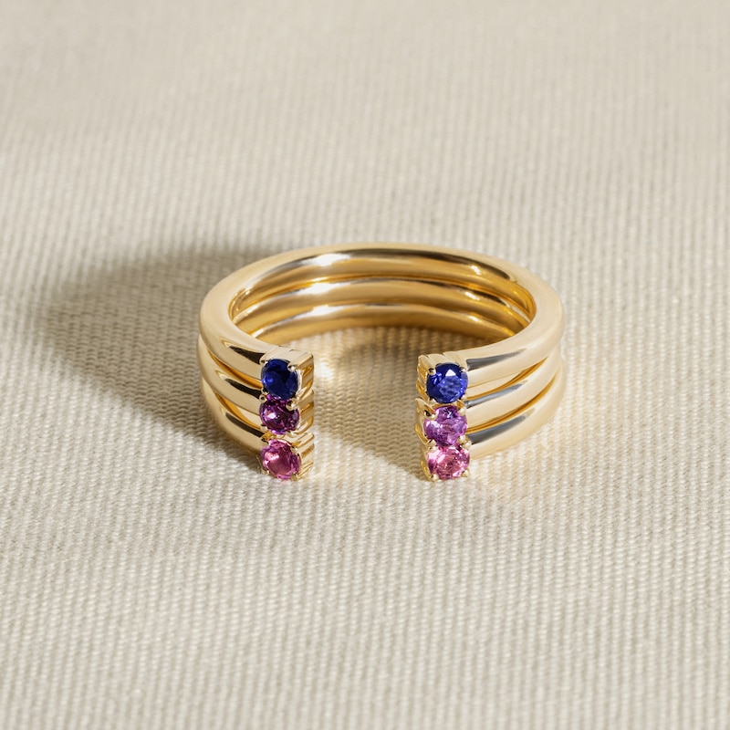 Juliette Maison Natural Amethyst Cuff Ring 10K Yellow Gold