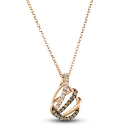 Le Vian Wrapped In Chocolate Diamond Necklace 3/8 ct tw Round 14K Strawberry Gold 19&quot;