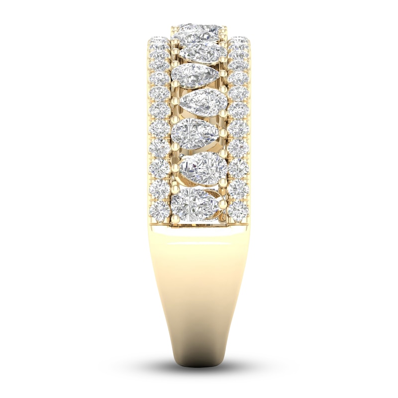 Main Image 3 of Diamond Anniversary Band 1 ct tw Pear/Round 14K Yellow Gold