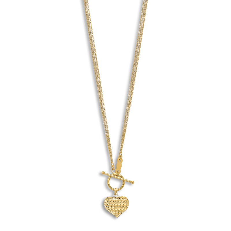 Main Image 2 of Triple Strand Heart Necklace 14K Yellow Gold 18&quot;