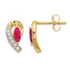 Thumbnail Image 0 of Natural Ruby Stud Earrings 1/20 ct tw Diamonds 14K Yellow Gold