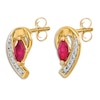 Thumbnail Image 1 of Natural Ruby Stud Earrings 1/20 ct tw Diamonds 14K Yellow Gold