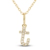 Thumbnail Image 1 of Diamond Initial T Pendant Necklace 1/20 ct tw Round 10K Yellow Gold 18&quot;