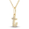 Thumbnail Image 2 of Diamond Initial T Pendant Necklace 1/20 ct tw Round 10K Yellow Gold 18&quot;