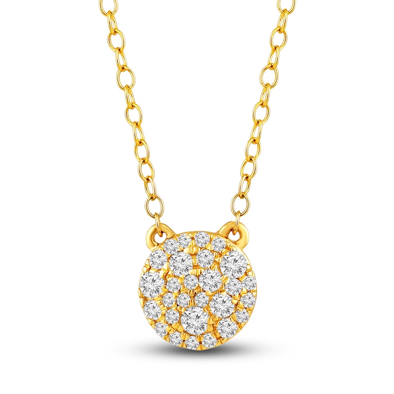 Diamond Pave Necklace 1/4 ct tw Round 14K Yellow Gold 18"