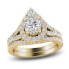 Thumbnail Image 1 of Diamond Halo Bridal Set 2 ct tw Round 14K Yellow Gold