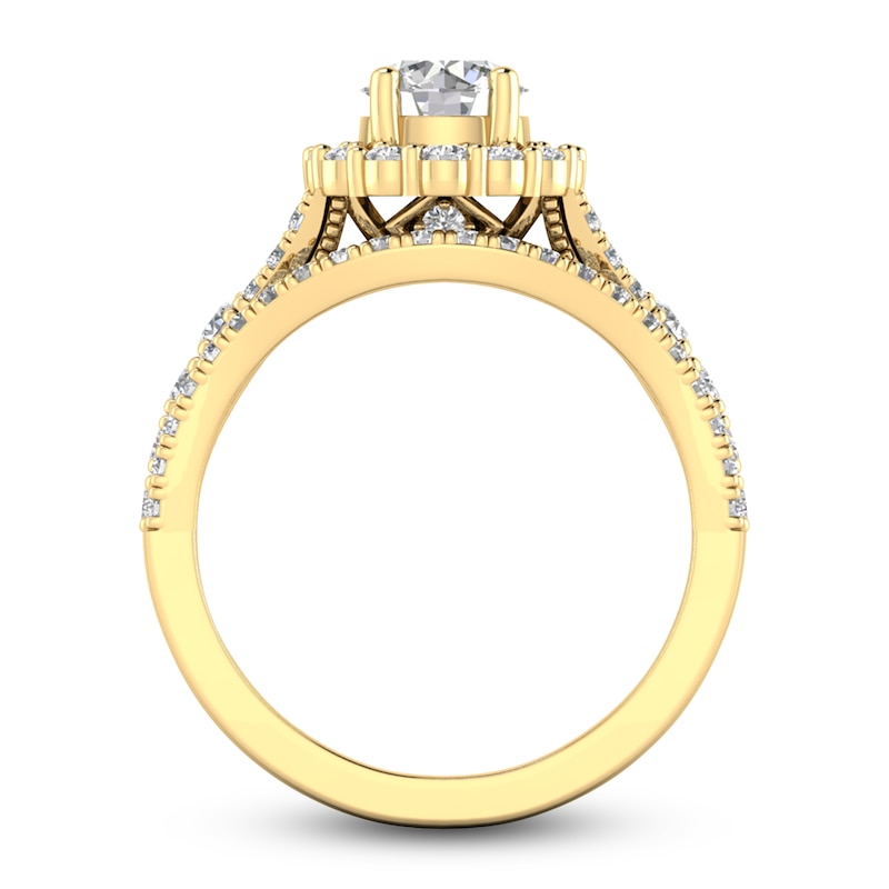 Main Image 2 of Diamond Halo Bridal Set 2 ct tw Round 14K Yellow Gold