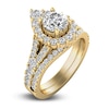 Thumbnail Image 4 of Diamond Halo Bridal Set 2 ct tw Round 14K Yellow Gold