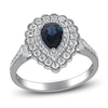 Thumbnail Image 0 of Pear-Shaped Natural Blue Sapphire & Diamond Halo Engagement Ring 1/2 ct tw 14K White Gold